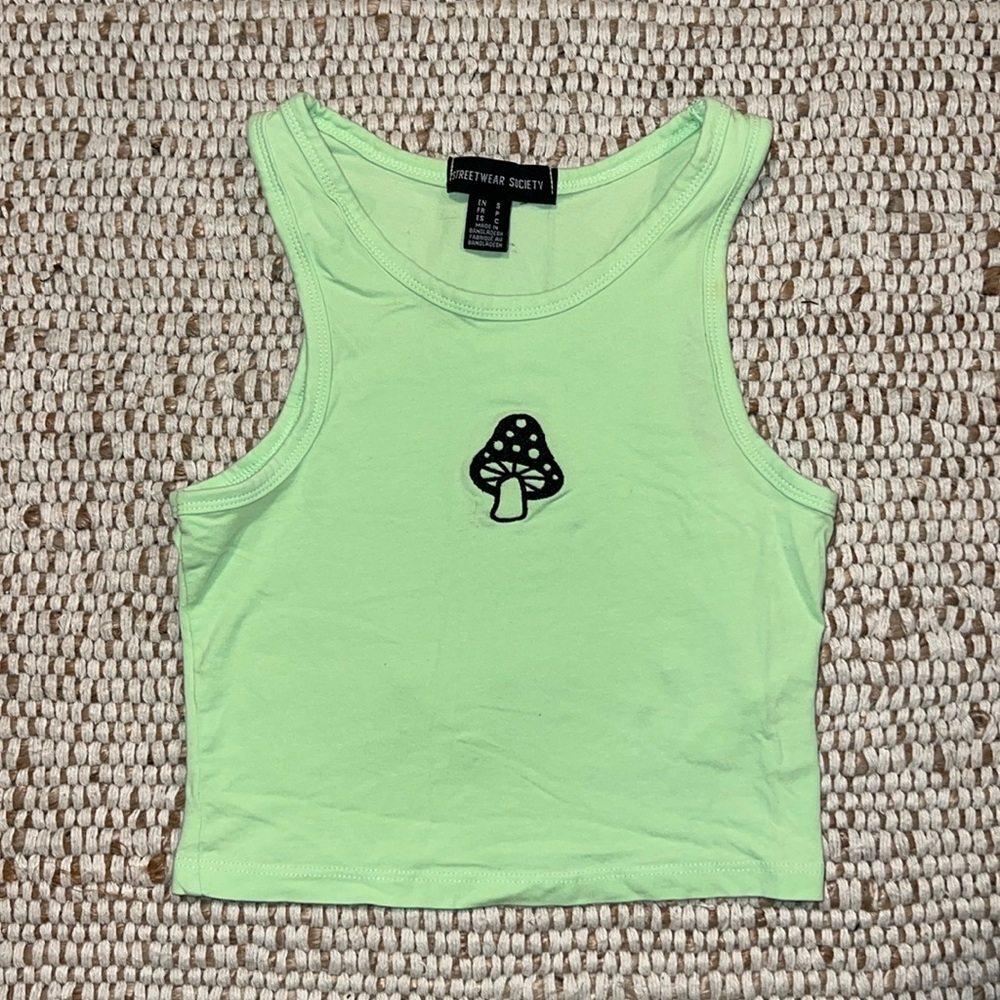 Streetwear Society Neon Green Mushroom Tank